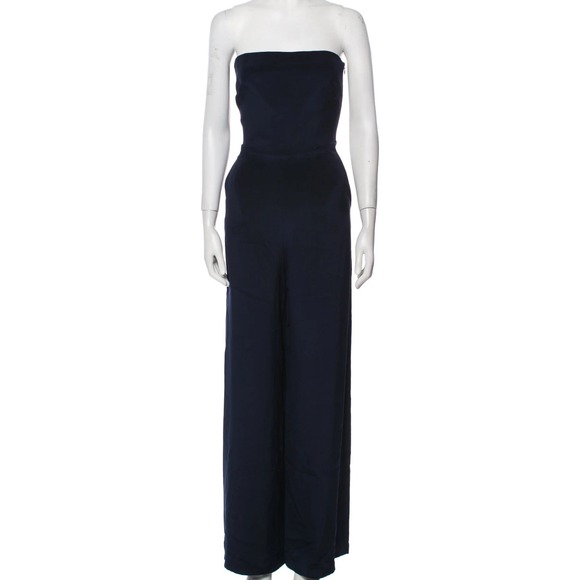 Phillip‎ Lim Strapless Jumpsuit Wide Leg Evening Party Navy Blue Size 10 - Picture 1 of 13